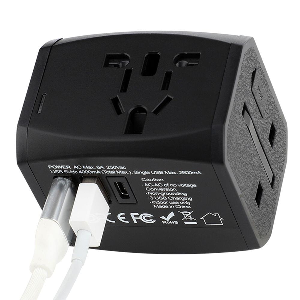 Universal Travel Adapter Worldwide All in One Phone Wall - 2USB and TYPE-C
