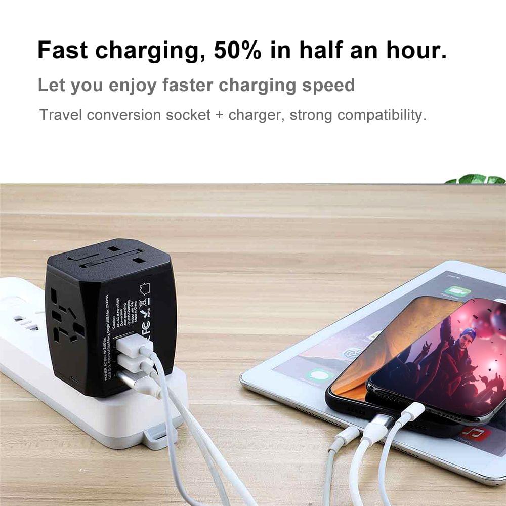 Universal Travel Adapter Worldwide All in One Phone Wall - 2USB and TYPE-C