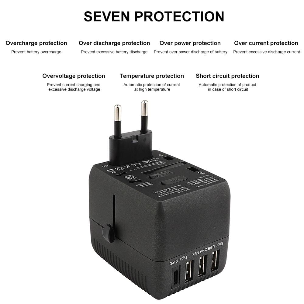 Universal Travel Adapter Worldwide All in One Phone Wall - 4USB