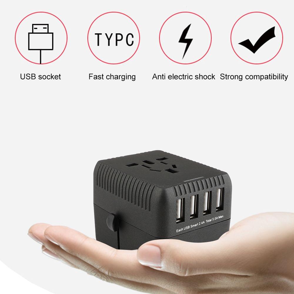 Universal Travel Adapter Worldwide All in One Phone Wall - 4USB