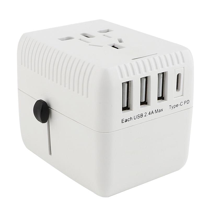 Universal Travel Adapter Worldwide All in One Phone Wall - 3USB and TYPE-C