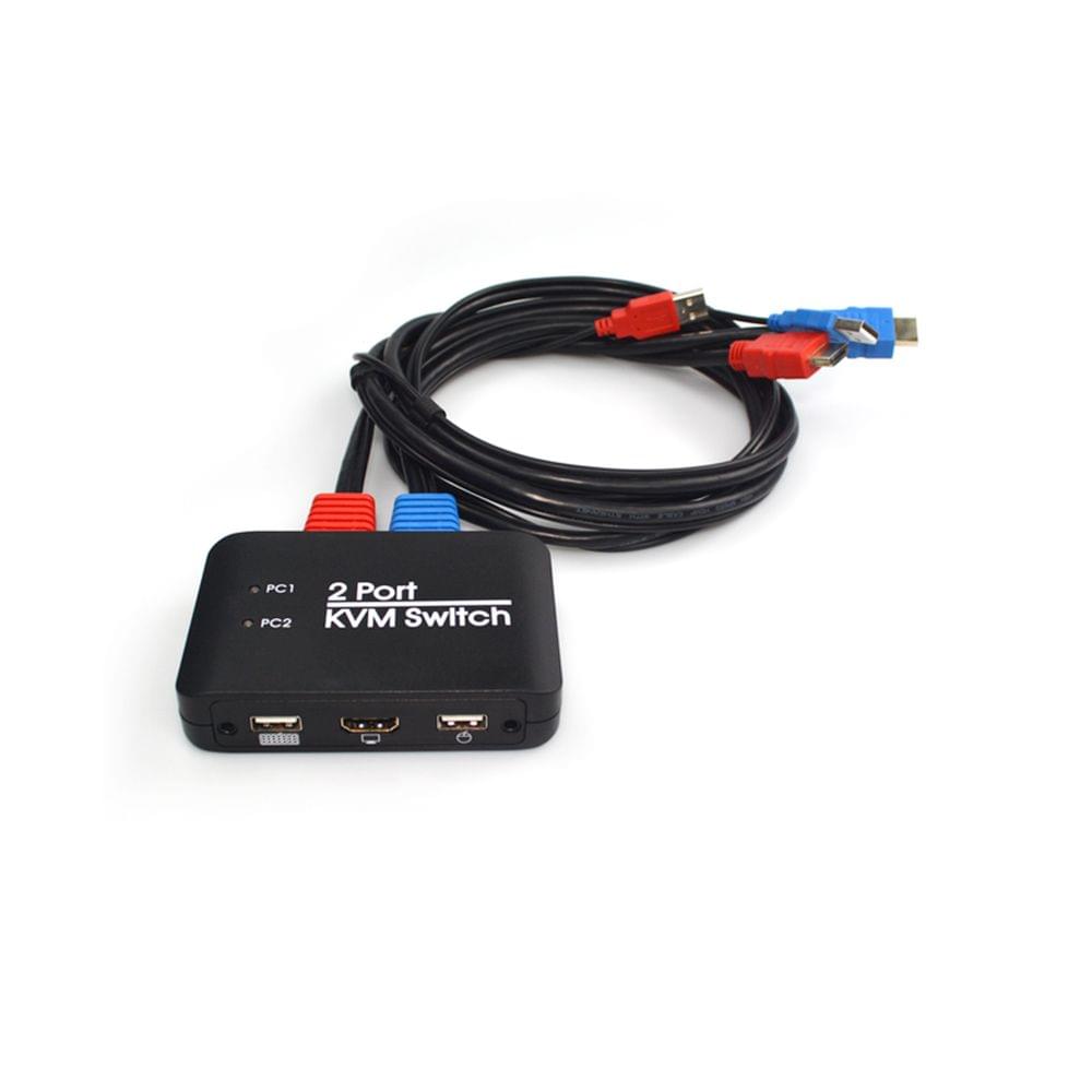 2 Port USB HD KVM Switch Switcher with Cable for Dual