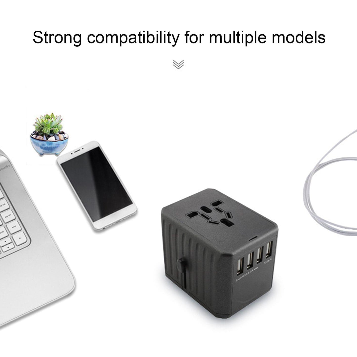 Universal Travel Adapter Auto Resetting Fuse Baby Safe - 4USB