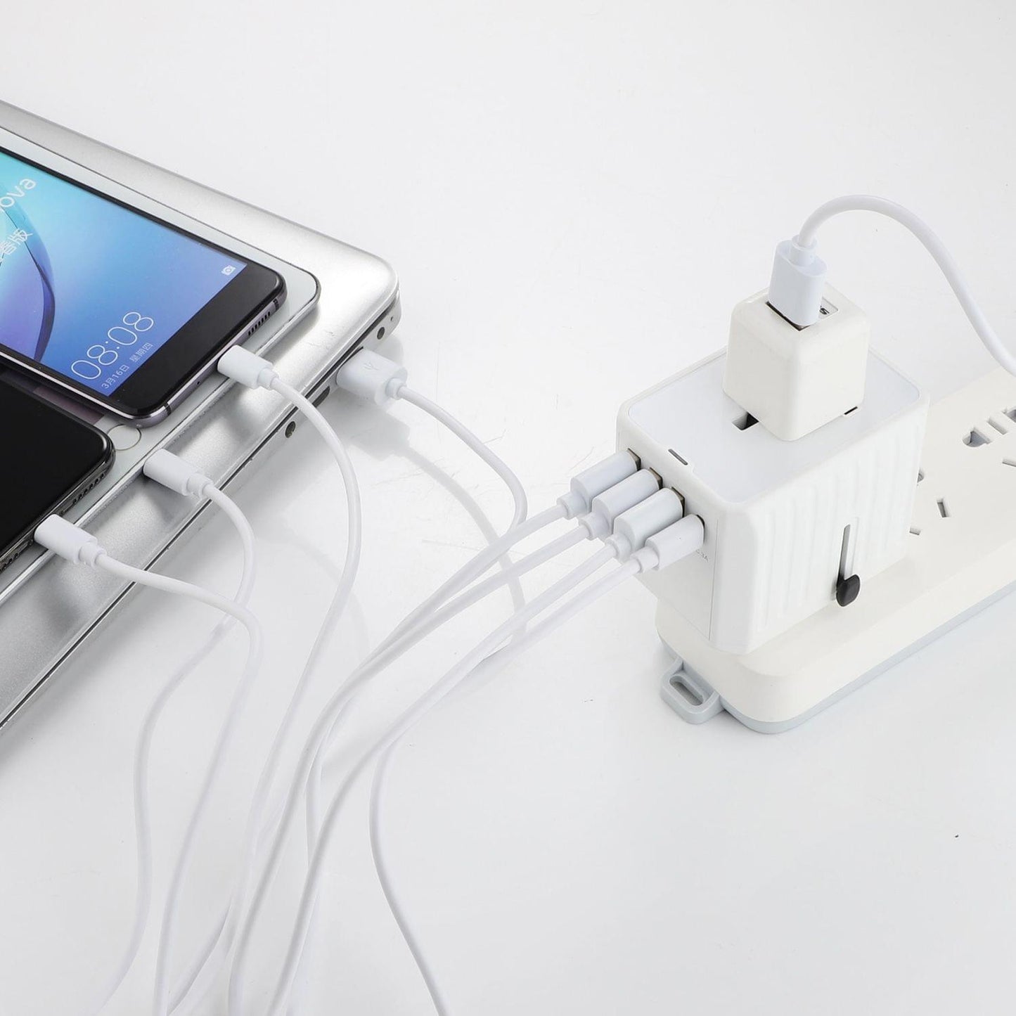 Universal Travel Adapter Auto Resetting Fuse Baby Safe - 4USB