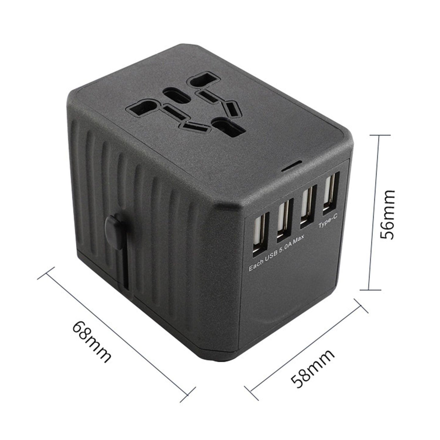 Universal Travel Adapter Auto Resetting Fuse Baby Safe - 4USB
