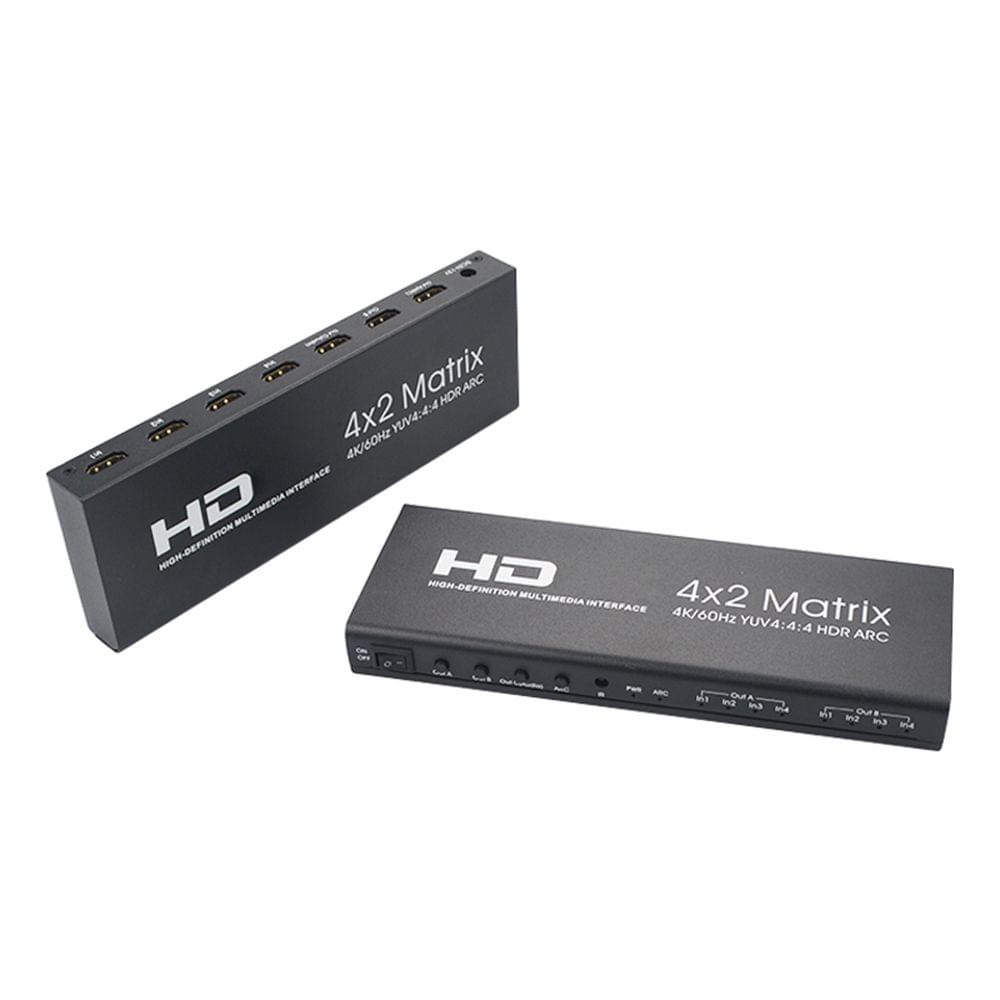 HD Matrix 4x2 Switch Splitter 4K@60Hz HD 2.0 Matrix with - US Plug