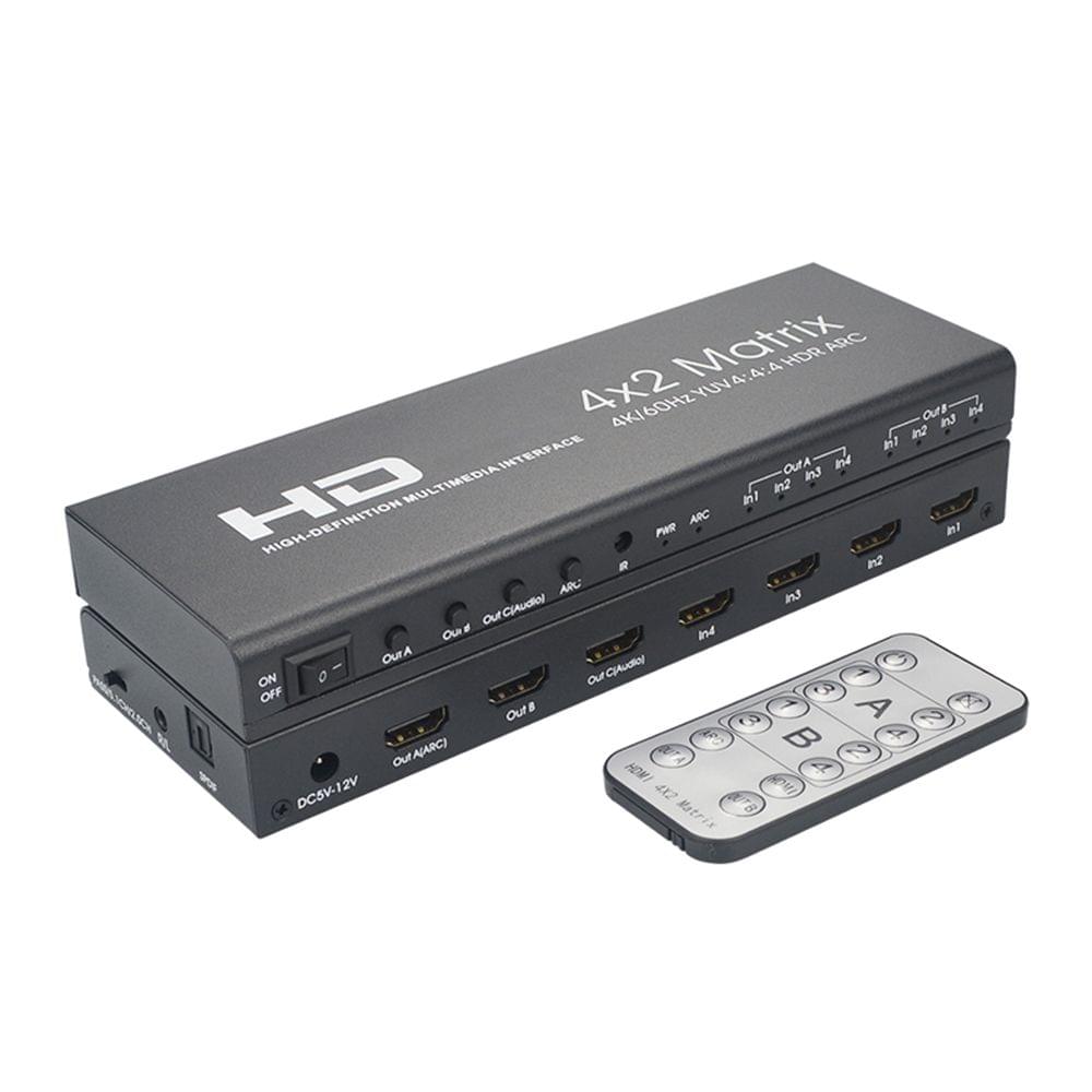 HD Matrix 4x2 Switch Splitter 4K@60Hz HD 2.0 Matrix with - US Plug