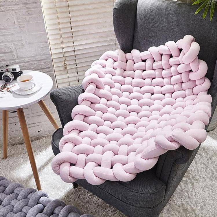 Hand-woven Home Decoration Twist Anti-skid Mat Shooting Props (Pink)