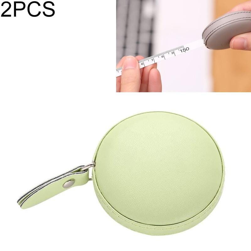2 PCS Mini Tape Measure Cute Portable PU Measuring Ruler Measuring Bust Hips Waist Soft Tape (Green)