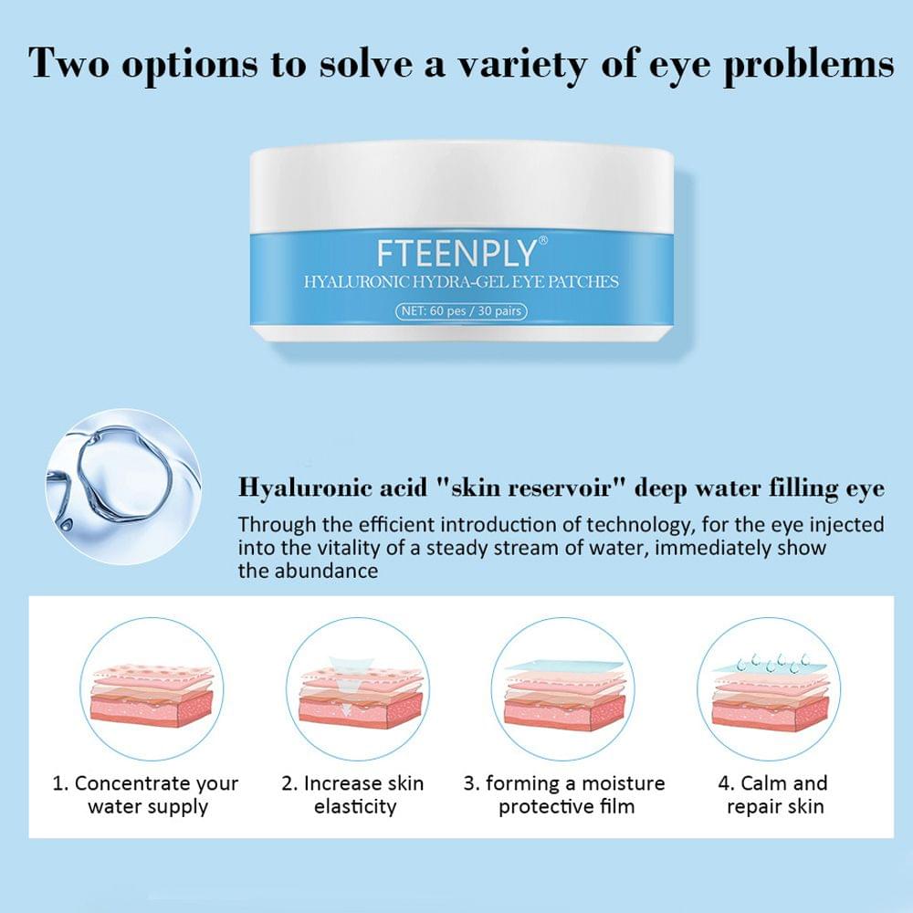 FTEENPLY Eye Mask Hyaluronic Acid Under Eye Pads Under Eye - 60Pcs