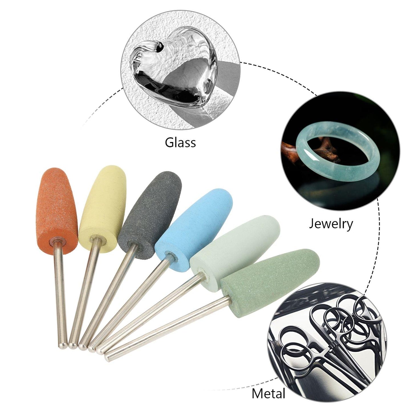 6Pcs Rubber Polishing Bits Bullet-shaped Polishing Burr Bit
