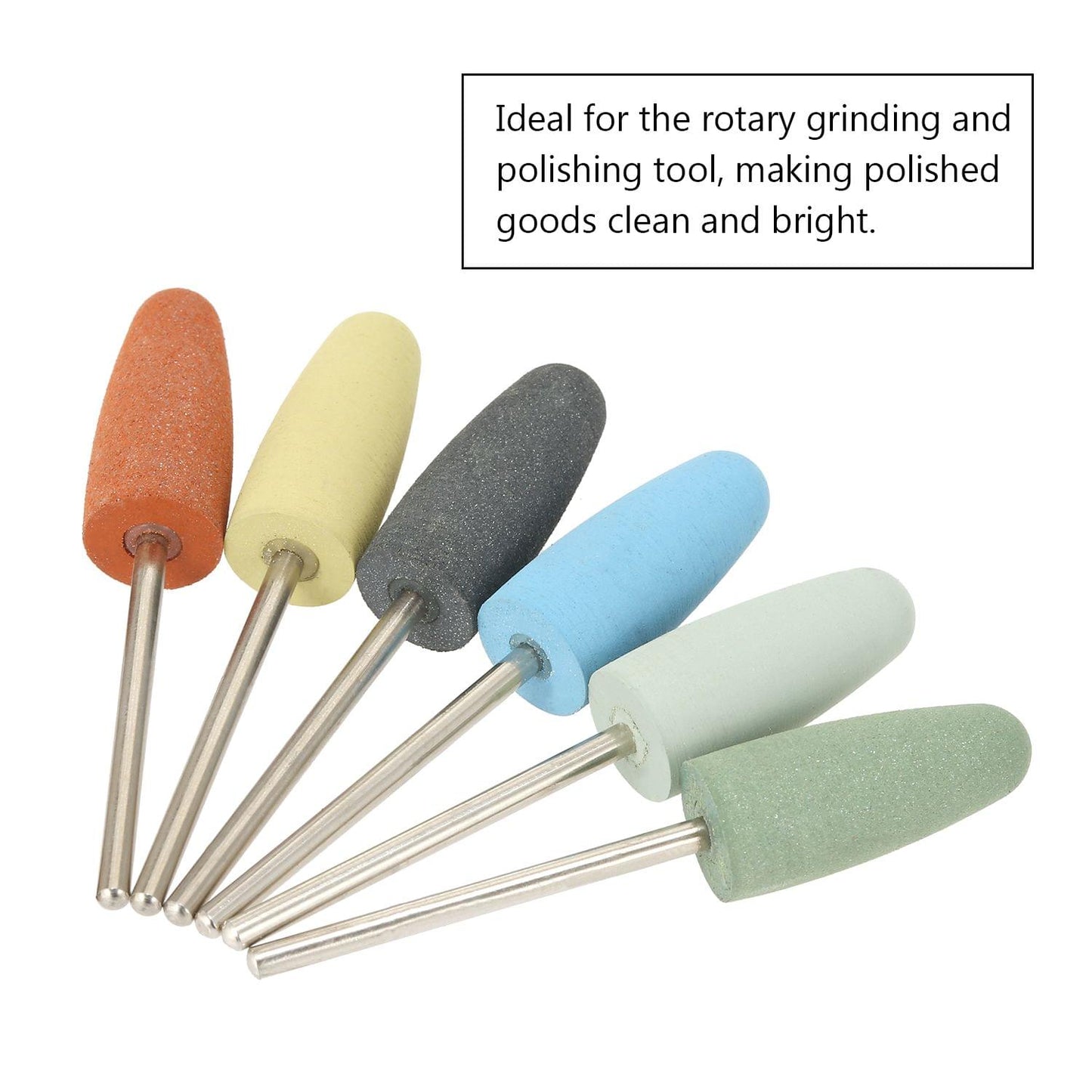 6Pcs Rubber Polishing Bits Bullet-shaped Polishing Burr Bit