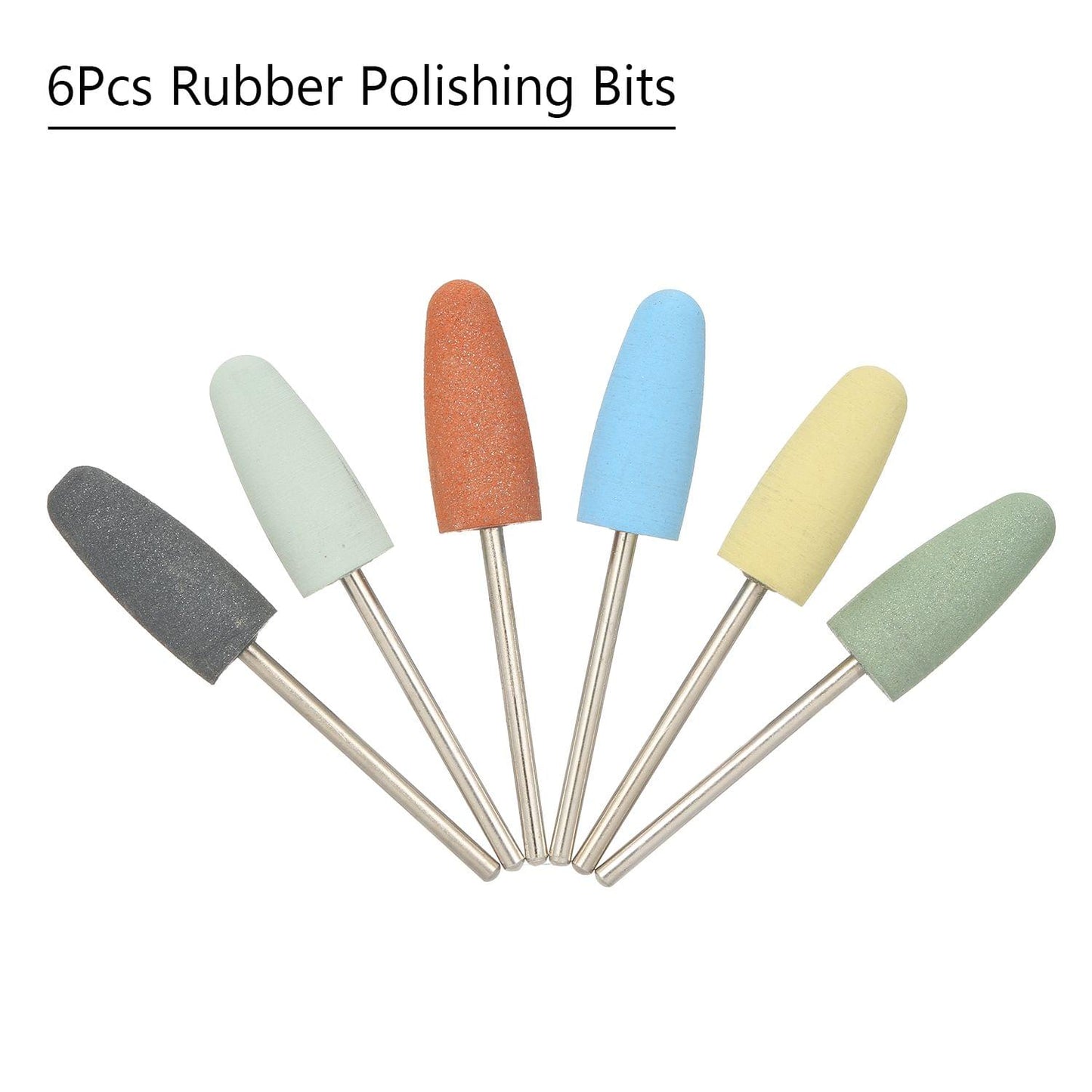 6Pcs Rubber Polishing Bits Bullet-shaped Polishing Burr Bit