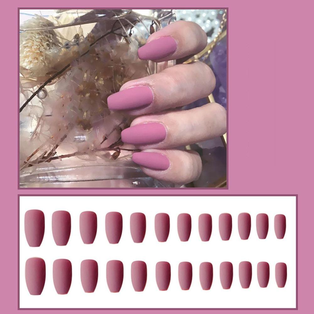 24Pcs Ballerina Pure Color Matte Coffin Nails Full Cover
