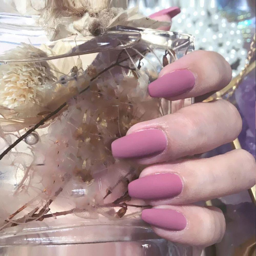 24Pcs Ballerina Pure Color Matte Coffin Nails Full Cover