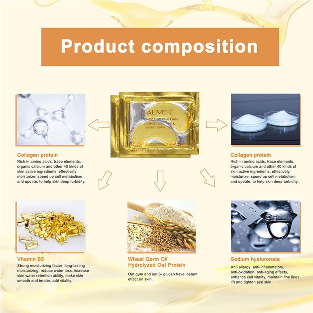 10 Pairs Moisturizing Gold Crystal Collagen Eye Mask - 10 Pairs