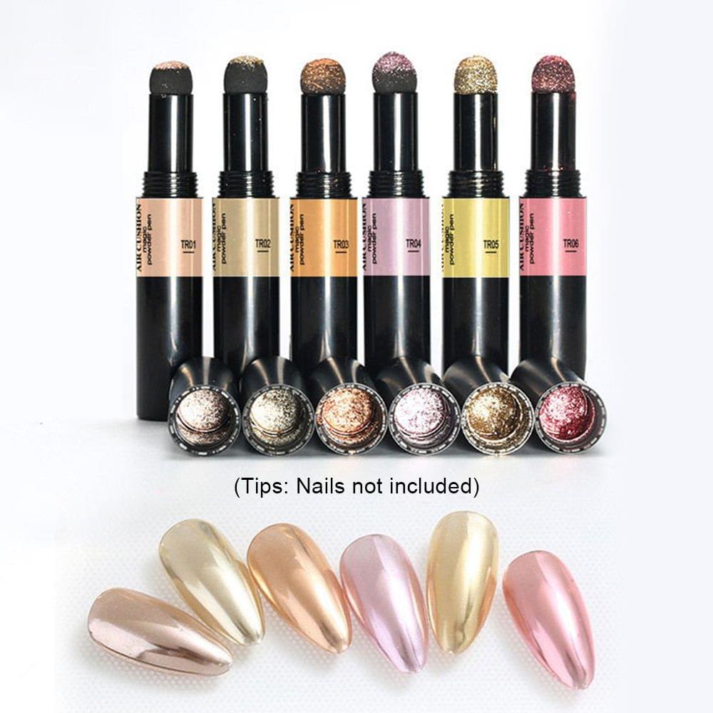 Portable Chrome Air Cushion Nail Powder Pen 6 Color