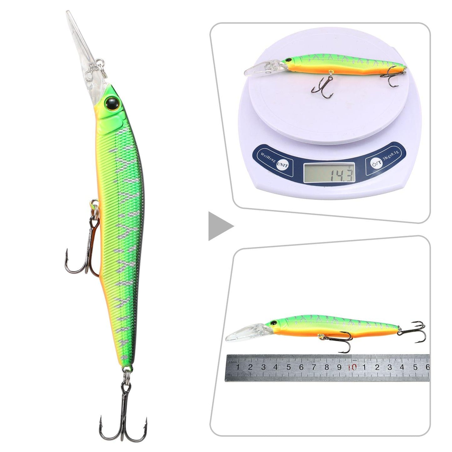 14cm 14g Fishing Minnow Lure 3D Eyes Plastic Hard Bait - 5