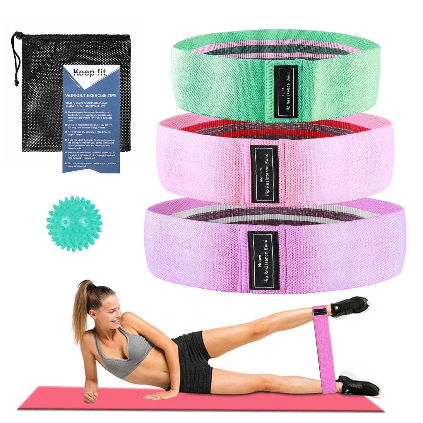 3pcs Booty Bands Fabric Resistance Glute Bands for Legs and
