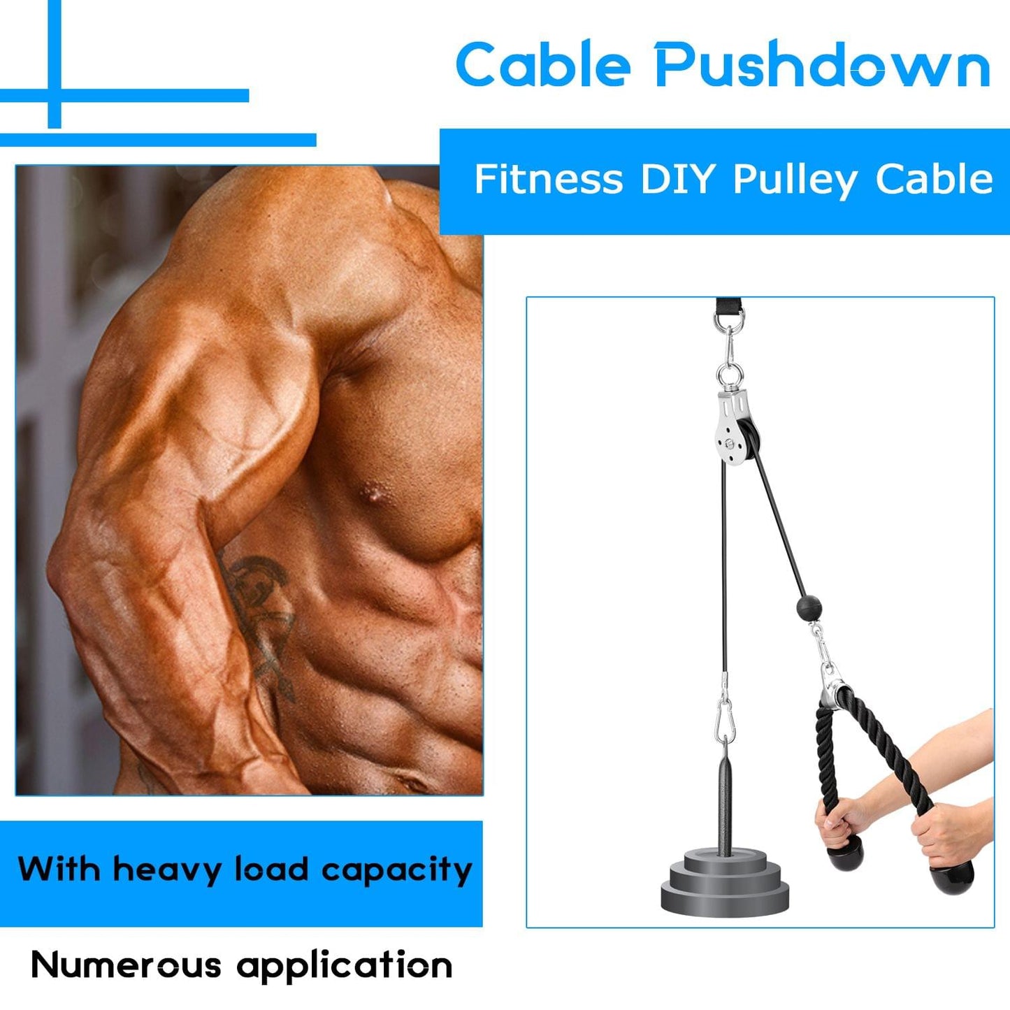 Fitness DIY Pulley Cable Machine Attachment System Loading - A