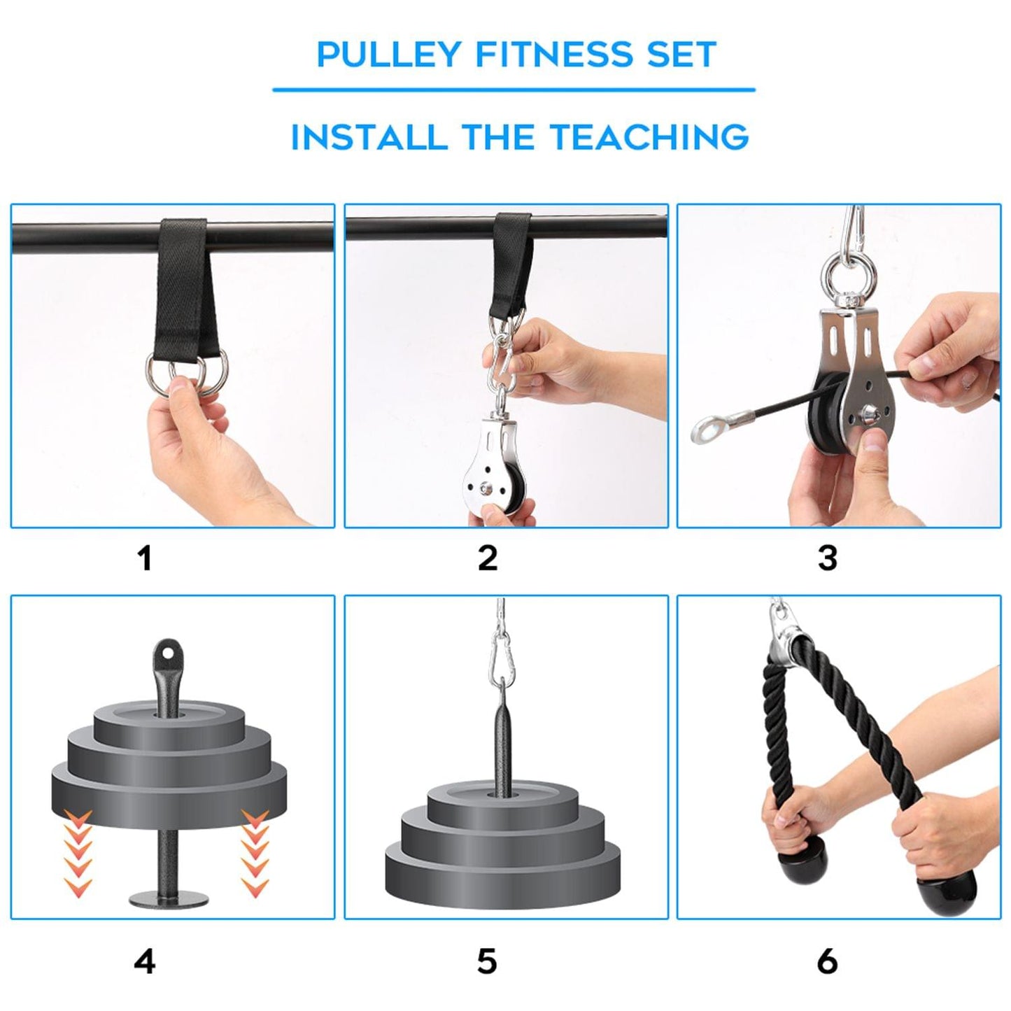 Fitness DIY Pulley Cable Machine Attachment System Loading - A
