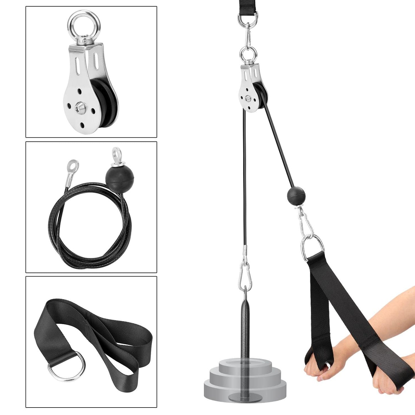 Fitness DIY Pulley Cable Machine Attachment System Loading - A