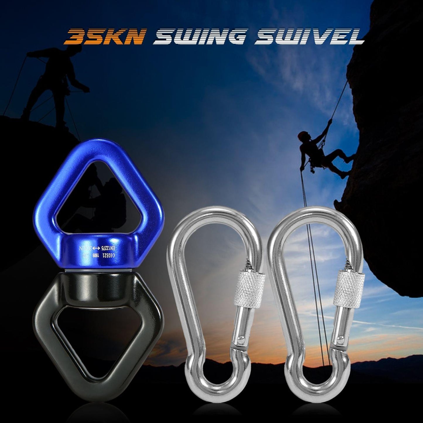 35KN 8-Shaped Descender & 25KN Climbing Carabiner Camping