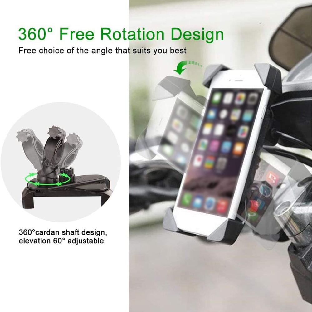 Anti-Shock Mountain Bike Phone Bracket 360° Rotation Base