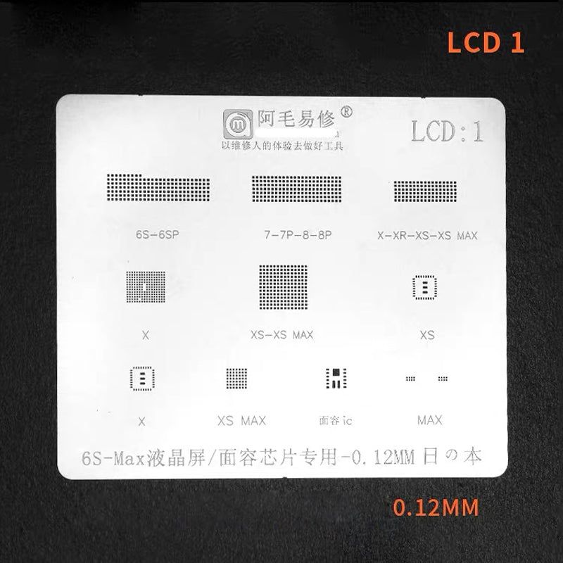 0.12mm IC Chip BGA Reballing Stencil Solder Template for iPhone 6s Plus 7 8 7 Plus 8 Plus X XS XR XS Max - UNIQKART