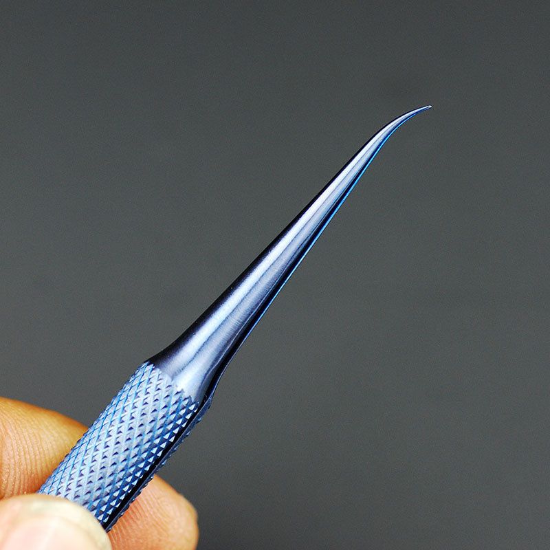 0.15mm Fingerprint Jump Wire Tweezer Titanium Alloy for Mobile Phone Mainboard Maintenance - Curved Tip - UNIQKART