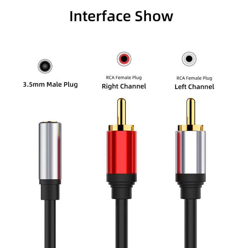 0.3m 3.5mm Female to 2 RCA Male Audio Cable for Speaker Amplifier DVD Player - UNIQKART