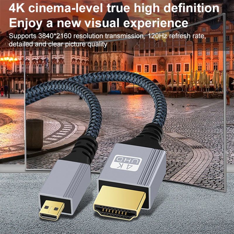 0.3m HDMI to Micro HDMI Cable Camera Computer 4K HD Video Gold-Plated Cord - UNIQKART