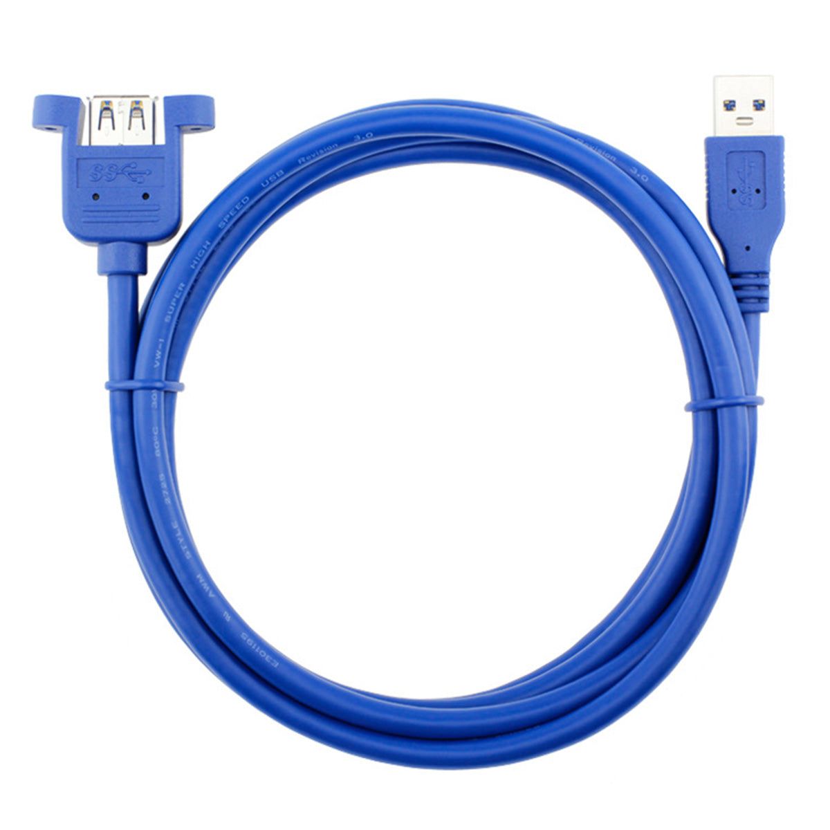 0.3m USB 3.0 Male to Female Extension Cable with Screw Hole Lock Panel Mount Cable for PC Laptop - UNIQKART