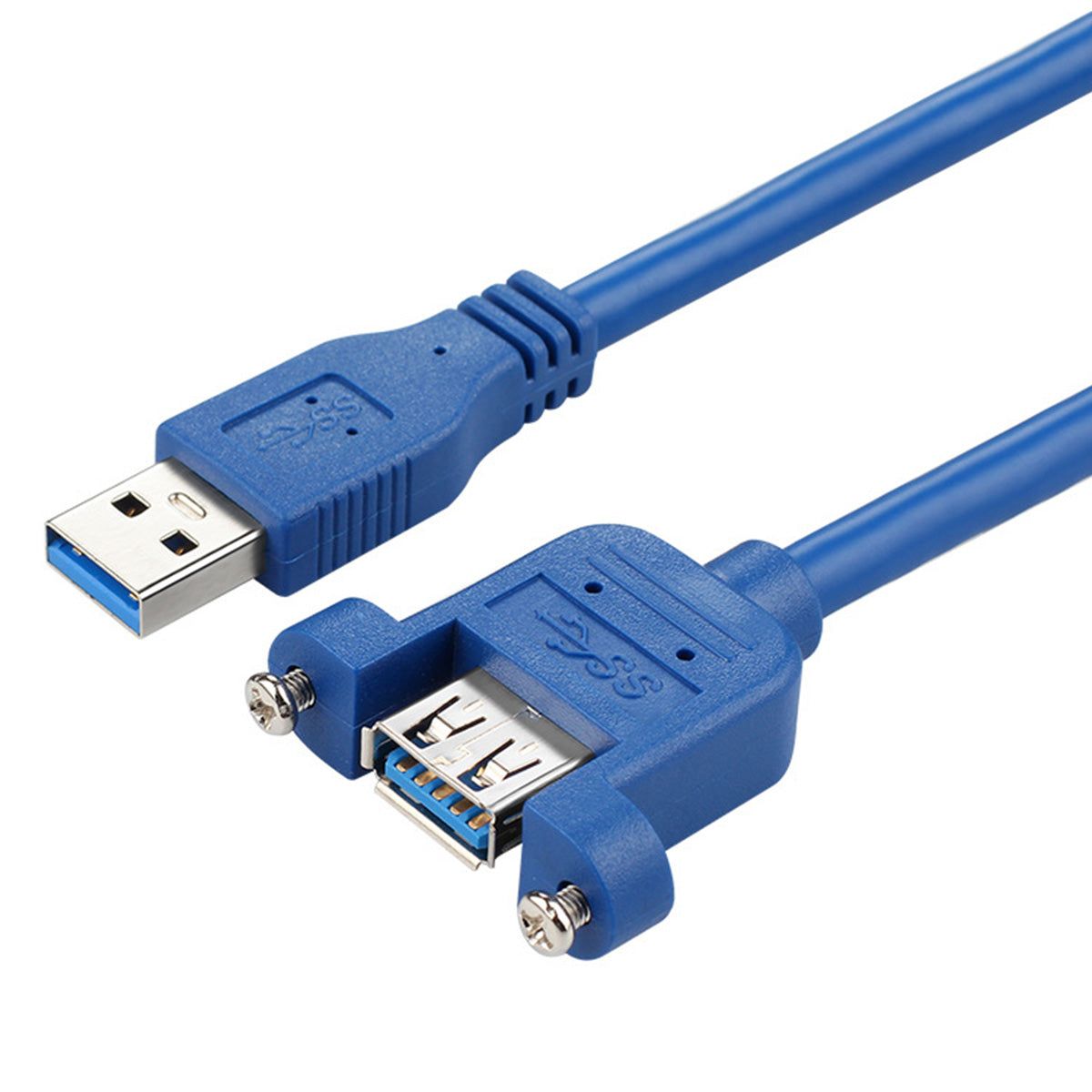 0.3m USB 3.0 Male to Female Extension Cable with Screw Hole Lock Panel Mount Cable for PC Laptop - UNIQKART