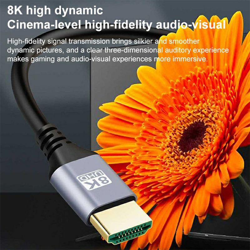 0.5m 8K HDMI Male to Male Adapter Extension Cable for HDTV Projector (Left to Right Angled) - UNIQKART