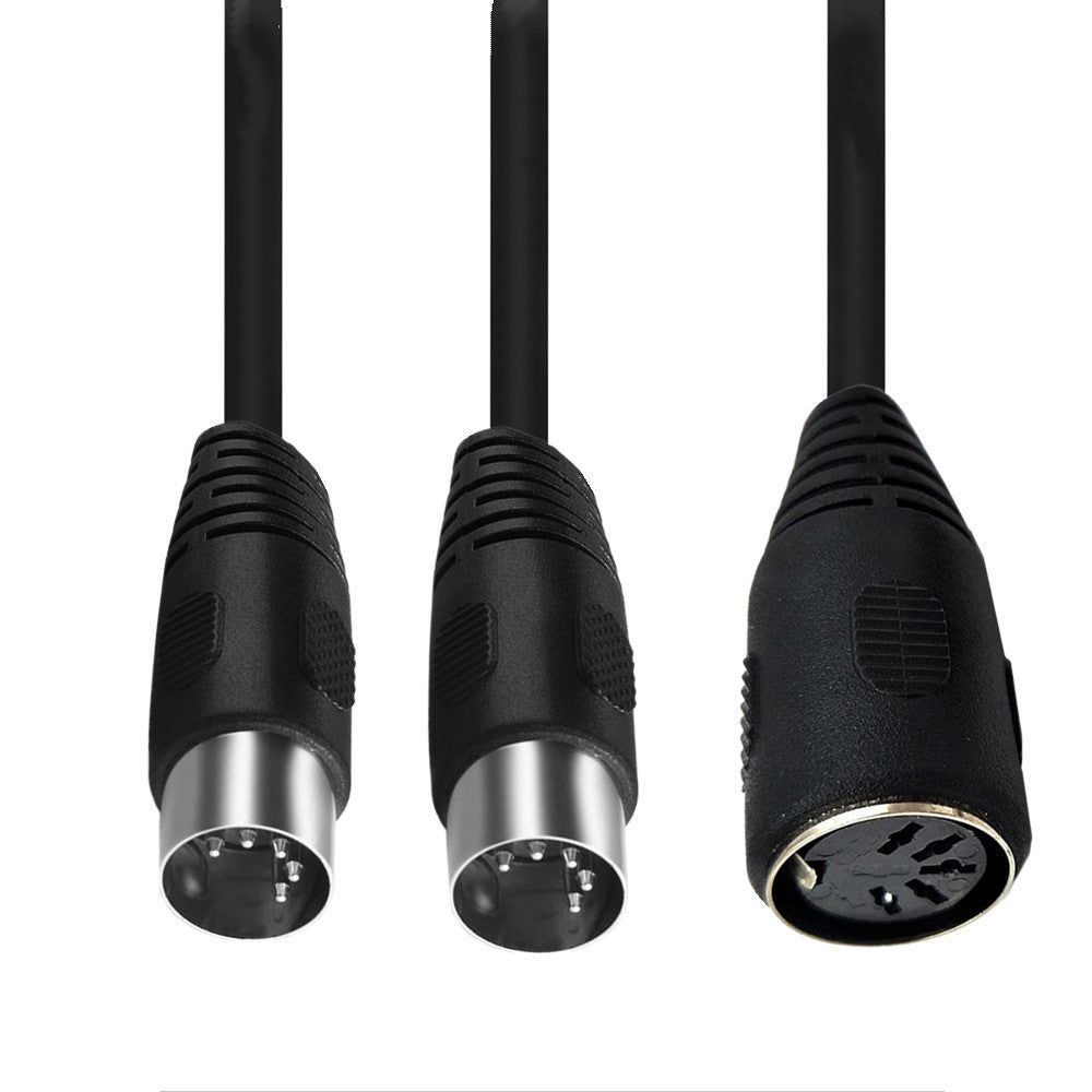 0.5m MIDI DIN 5 Pin 1 to 2 Male to Female Y Splitter Adapter Extension Audio Cable - UNIQKART