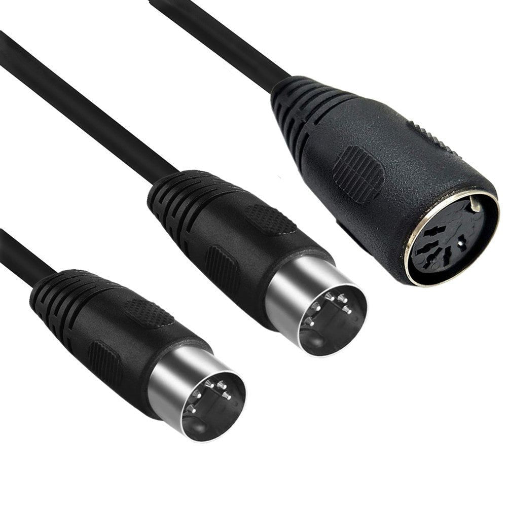 0.5m MIDI DIN 5 Pin 1 to 2 Male to Female Y Splitter Adapter Extension Audio Cable - UNIQKART
