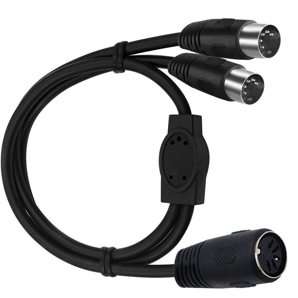 0.5m MIDI DIN 5 Pin 1 to 2 Male to Female Y Splitter Adapter Extension Audio Cable - UNIQKART