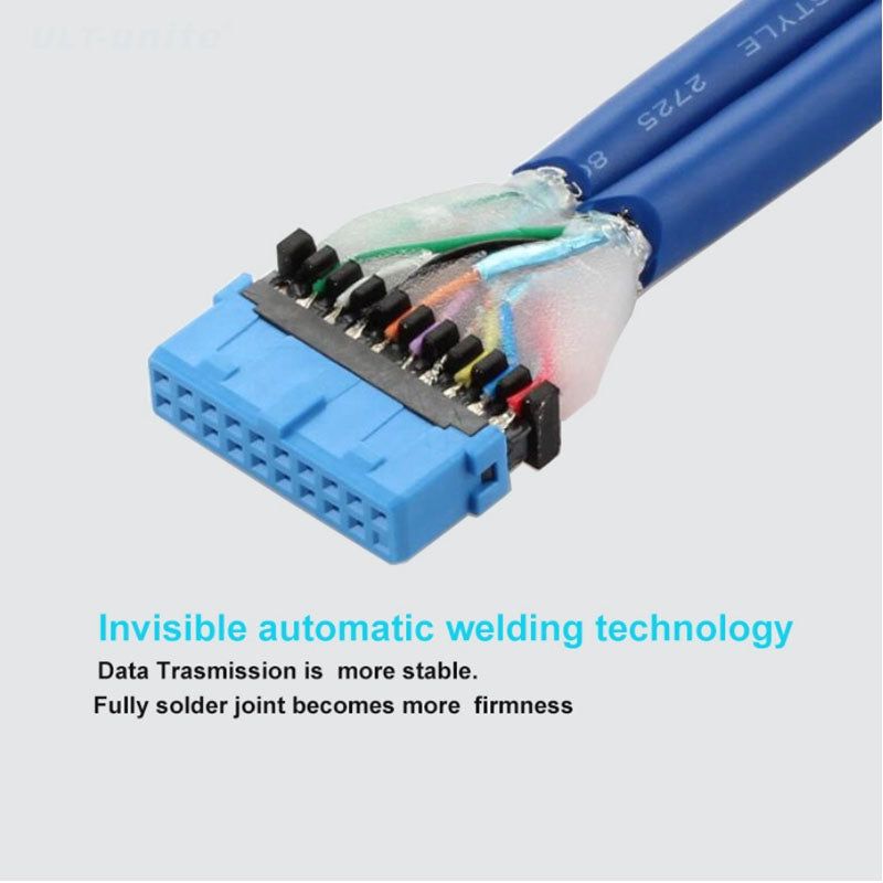0.5m Male to Female USB 3.0 Motherboard 20 Pin Header Extension Adapter Cable - UNIQKART