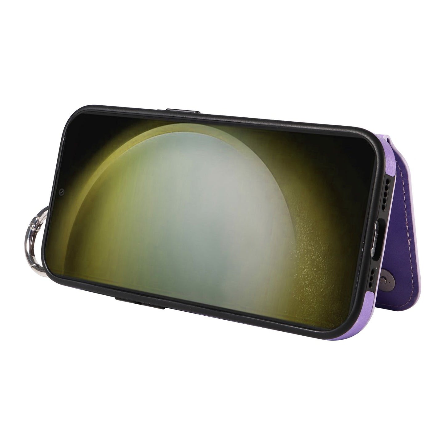 003 For Samsung Galaxy S24 Case Litchi Texture PU Leather Phone Cover with Ring Buckle - Purple - UNIQKART