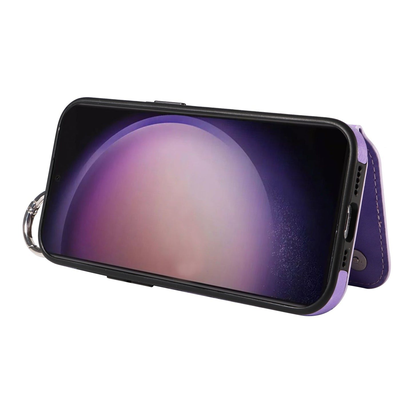 003 For Samsung Galaxy S24 Ultra Case Leather+TPU Phone Cover with Card Holder - Purple - UNIQKART