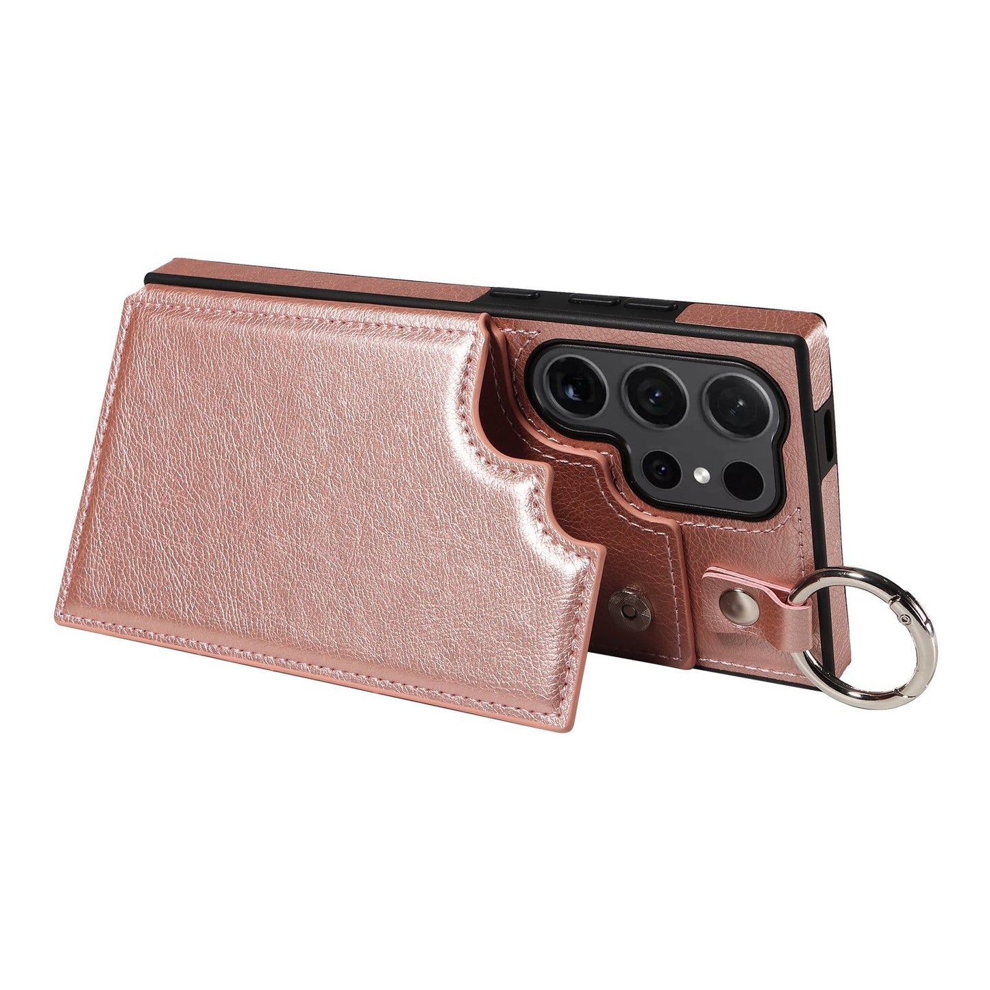 003 For Samsung Galaxy S24 Ultra Case Leather+TPU Phone Cover with Card Holder - Rose Gold - UNIQKART