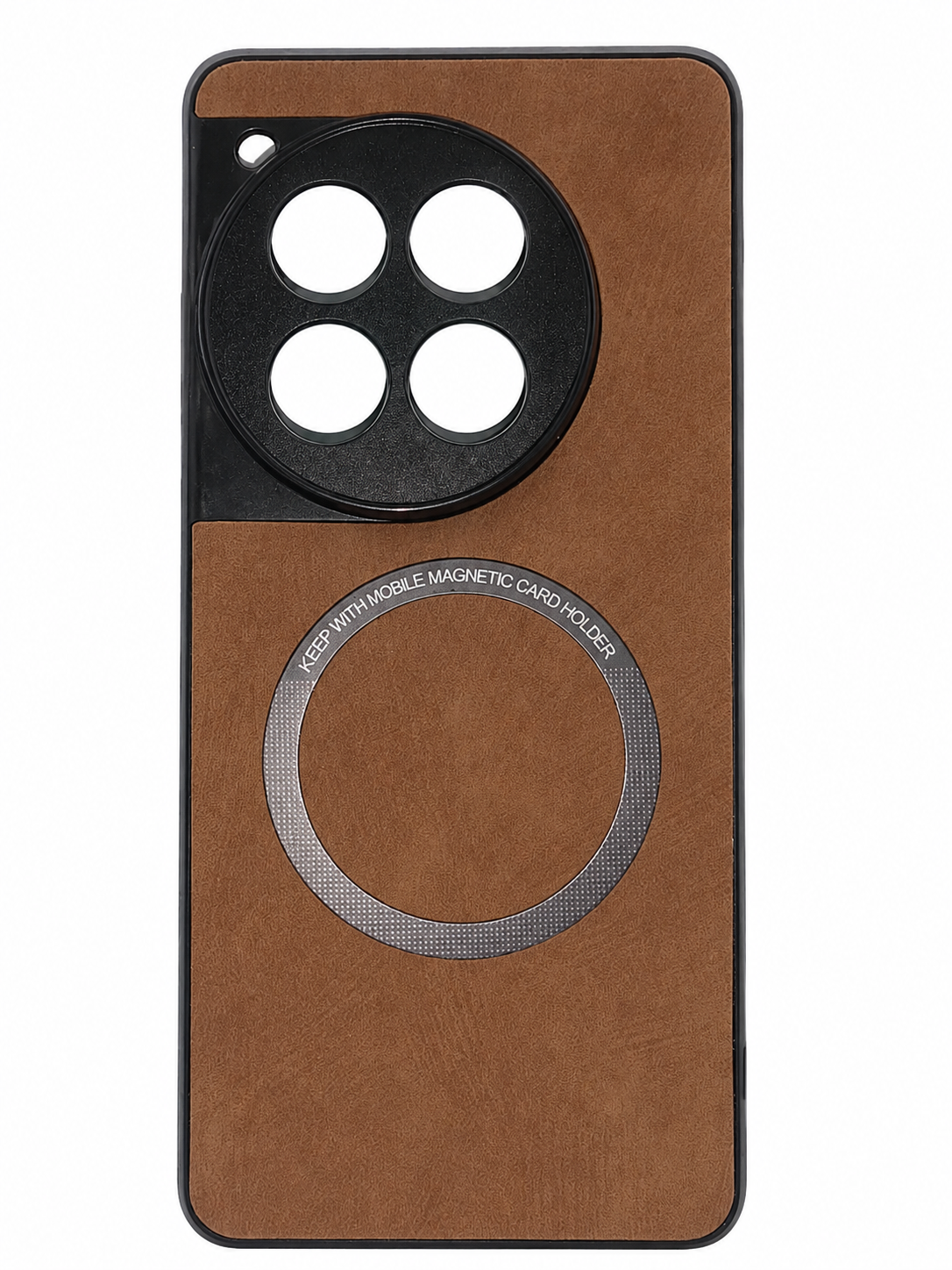 For OnePlus 12 5G Case Vintage PU Leather+TPU Phone Cover with Magnetic Ring - Brown