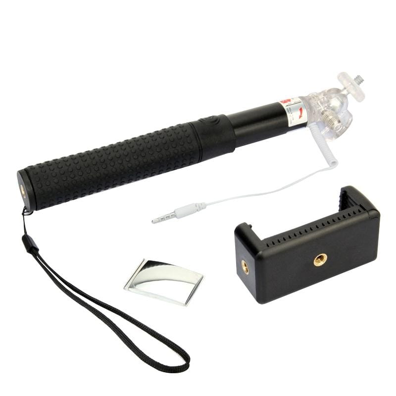 Anti-skid Aluminium Alloy 3.5mm Audio Cable Take Pole Self-timer Controller for iPhone 6 & 6S & 5 / Galaxy S3 / S4 / S5 / NOTE, Max Length: 85cm (Black)