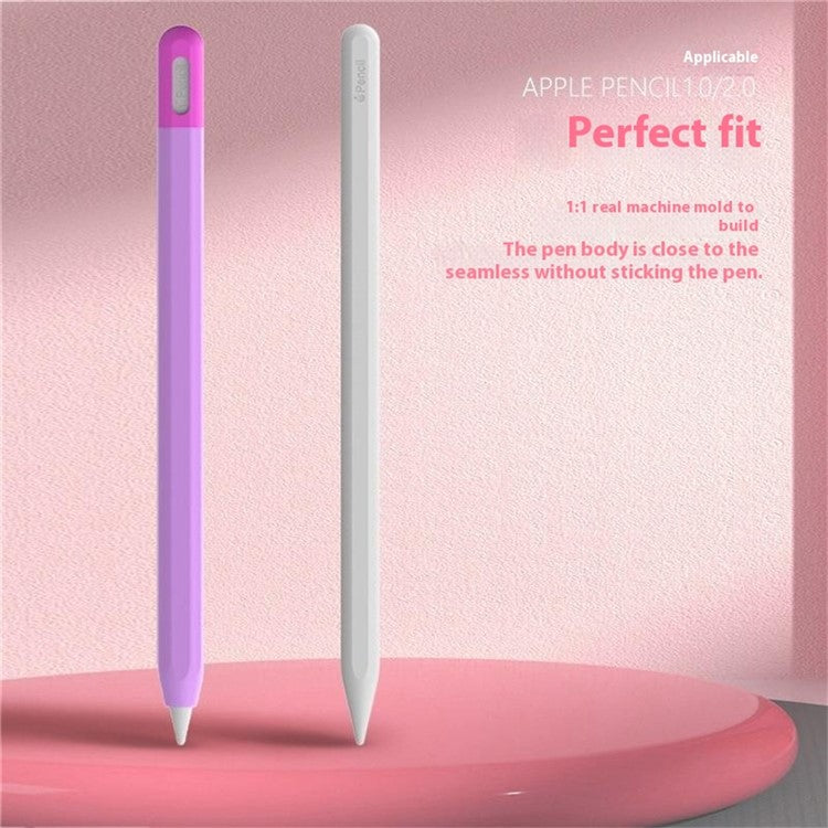 For Apple Pencil (2nd Generation) / (1st Generation) Silicone Sleeve Case Two-Tone Design Protective Stylus Cover - White