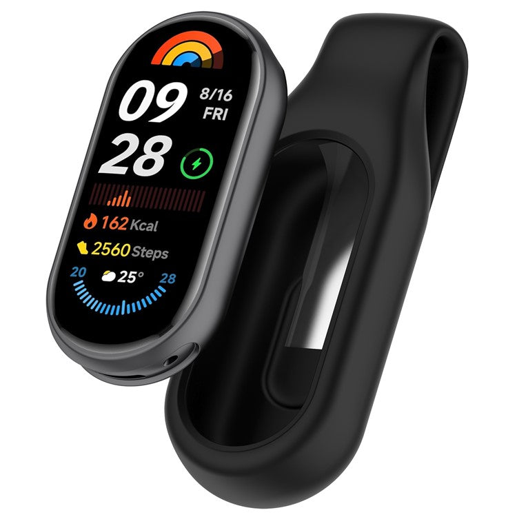 For Xiaomi Smart Band 10  /  9  /  8 Clip-on Holder Silicone Wristband Replacement - Black