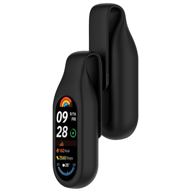 For Xiaomi Smart Band 10  /  9  /  8 Clip-on Holder Silicone Wristband Replacement - Black