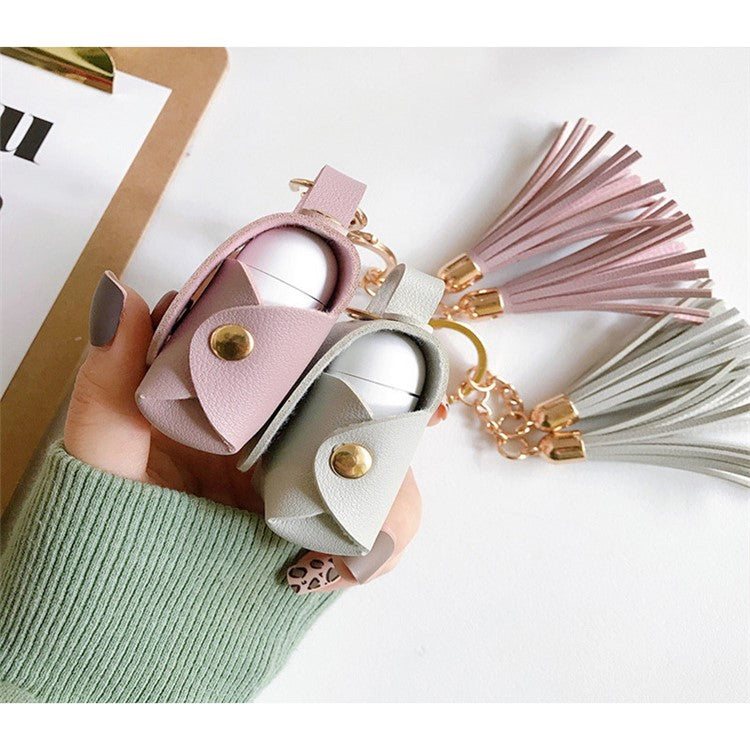 Wallet Design Tassels Decor Faux Leather Anti-Drop Bluetooth Earphone Protective Case Cover for AirPods with Wireless Charging Case (2019)/AirPods with Charging Case (2019) - Black