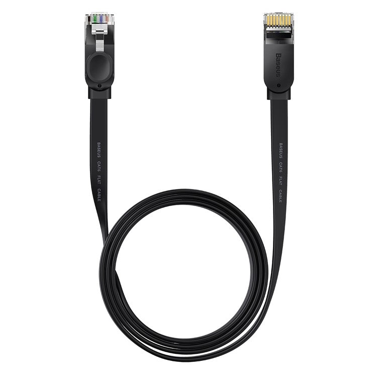 BASEUS High Speed Cat6 RJ45 Gigabit Network Cable Computer LAN Ethernet Cord (Flat Cable), 1.5m - Black
