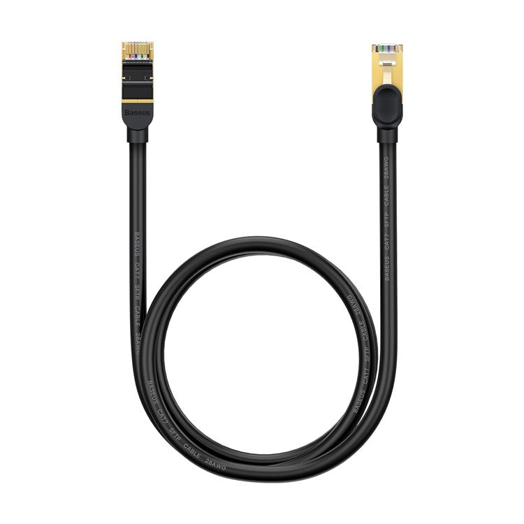 BASEUS High Speed Cat7 RJ45 10 Gigabit Network Cable Computer LAN Ethernet Connection Cord (Round Cable), 1m - Black